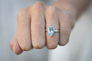 blue topaz ring with cremation ash